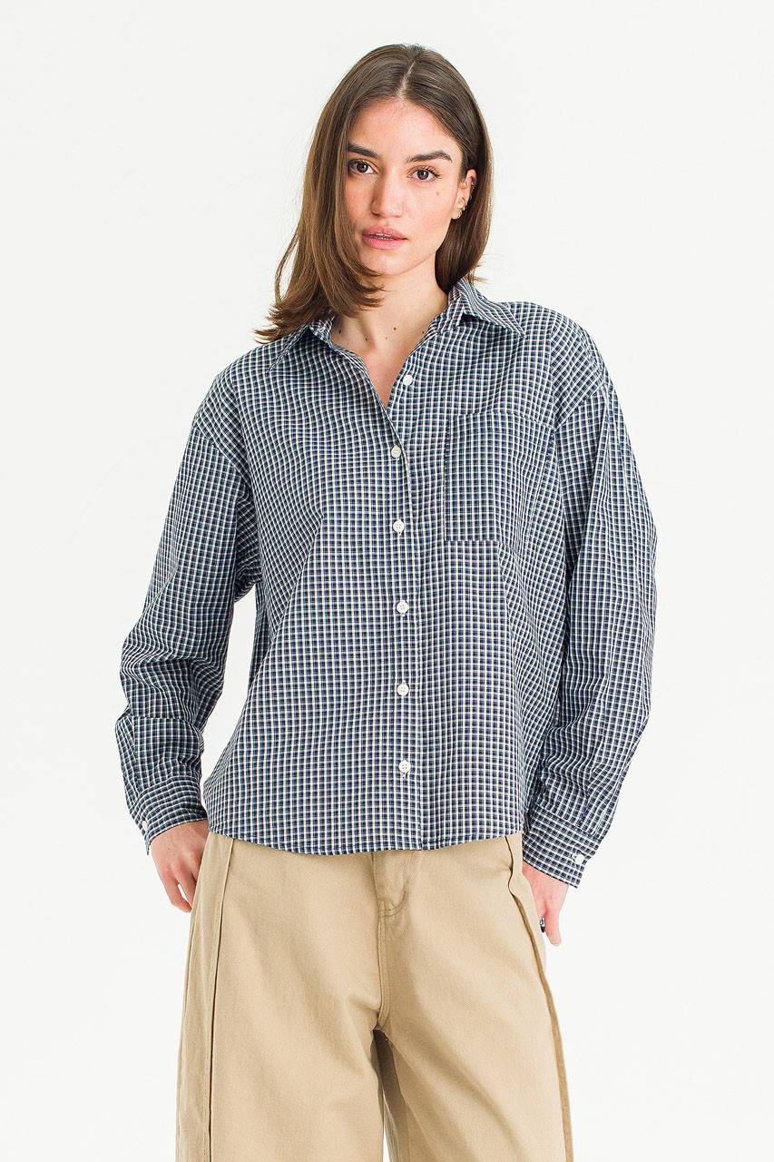 Roma Check Shirt, Navy
