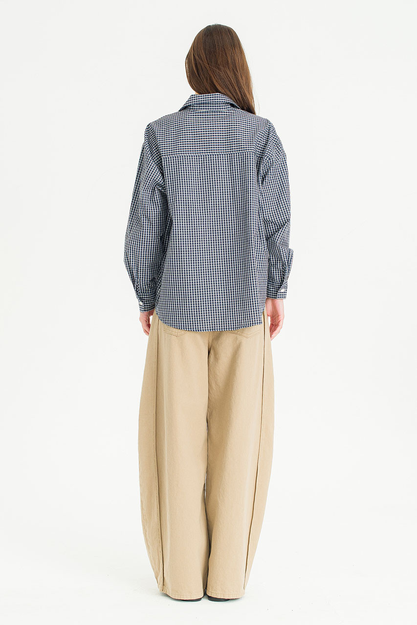 Roma Check Shirt, Navy