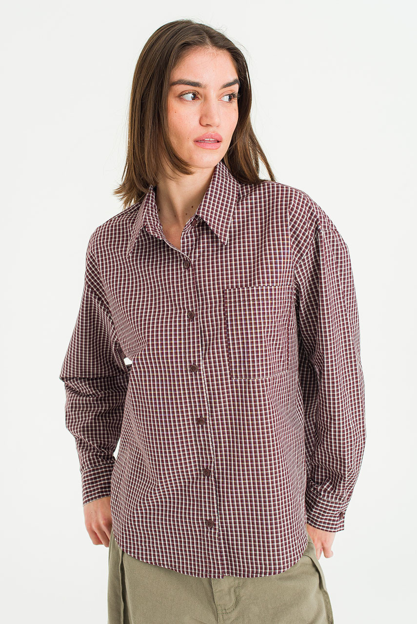 Roma Check Shirt, Burgundy