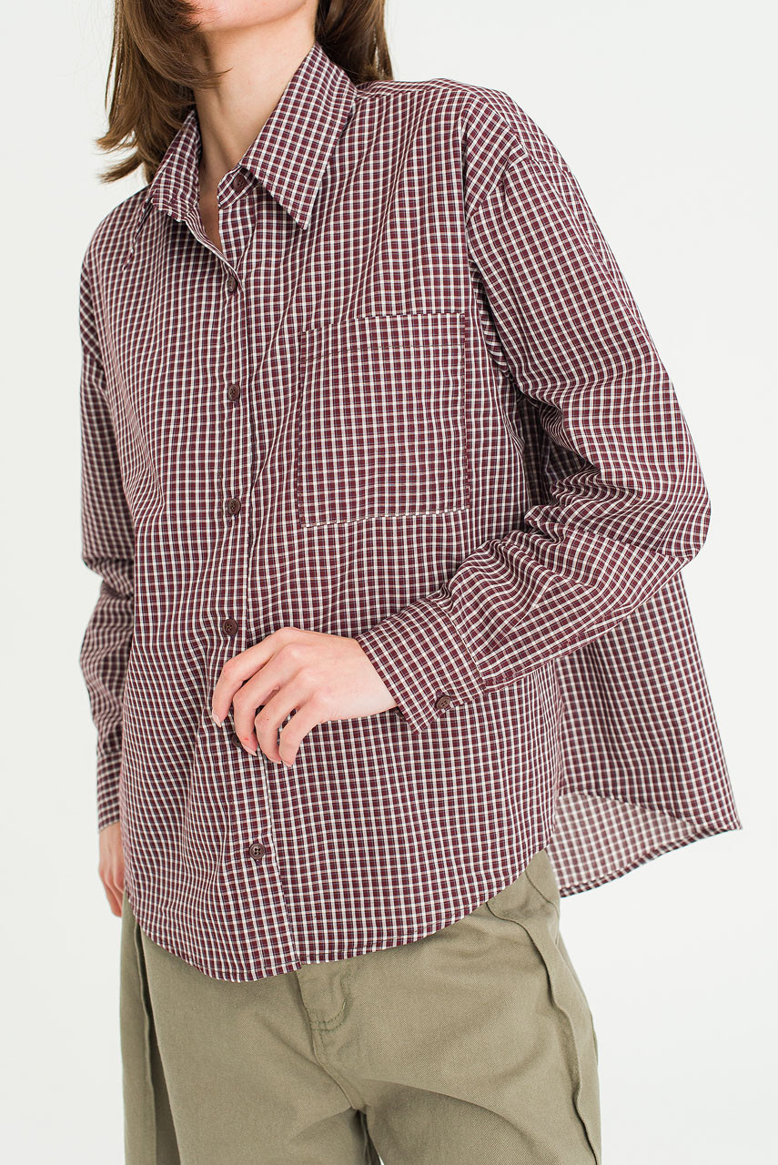 Roma Check Shirt, Burgundy