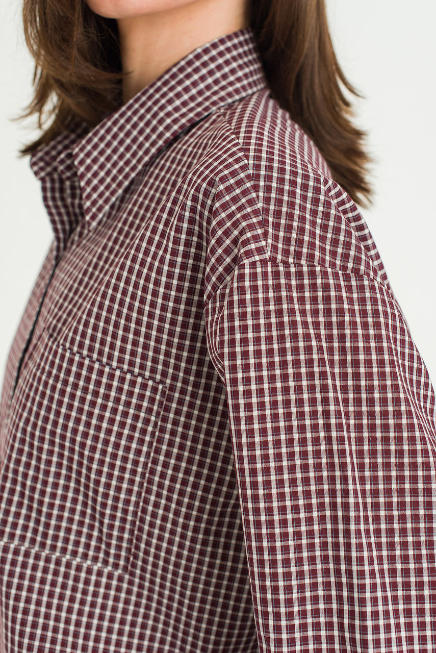 Roma Check Shirt, Burgundy