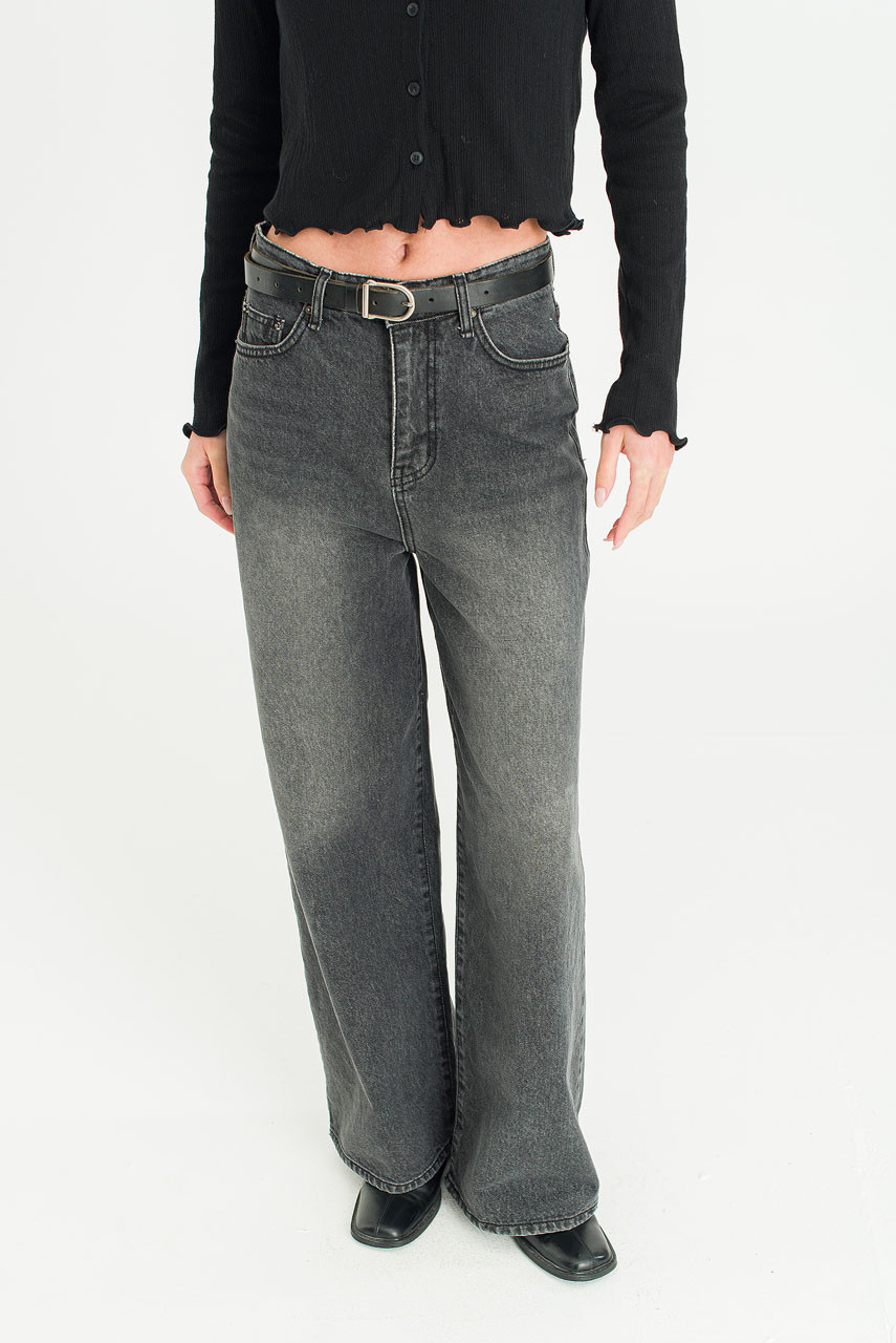 Vale Loose Charcoal Denim Jean, Charcoal