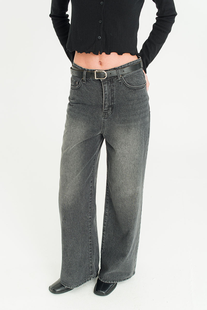 Vale Loose Charcoal Denim Jean, Charcoal