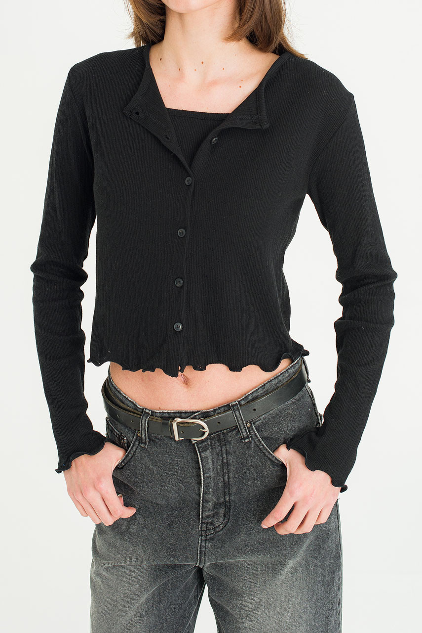 Mure Cami Cardigan Set, Black