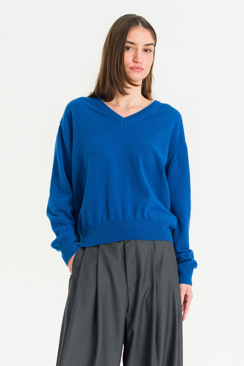 Ever V Neck Jumper, Blue