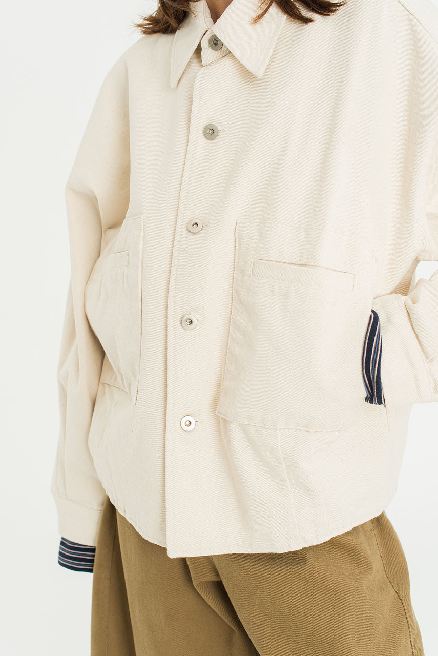 Cotton Jacket Collar Over ジャケット・アウター Nylon ivory