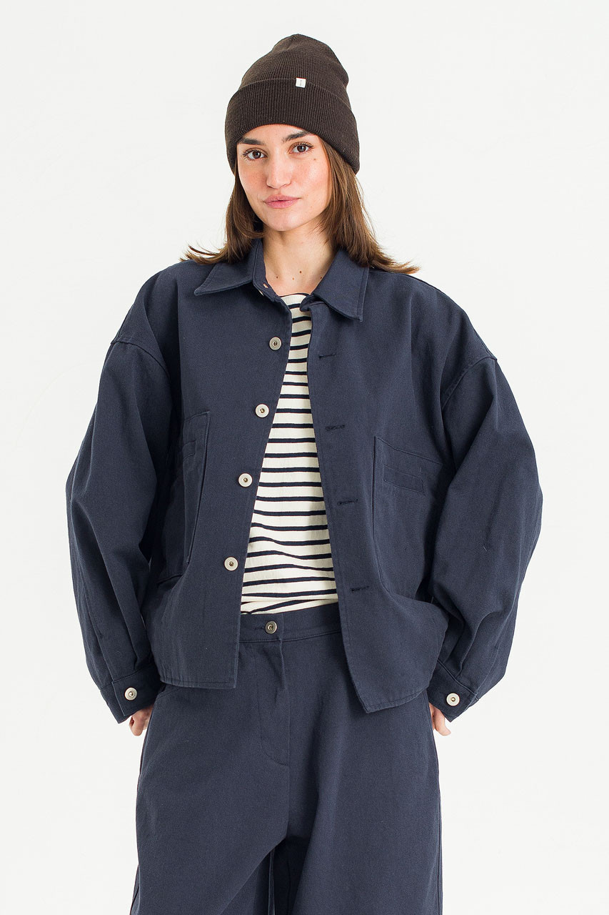 Tom Washed Cotton Jacket, Navy