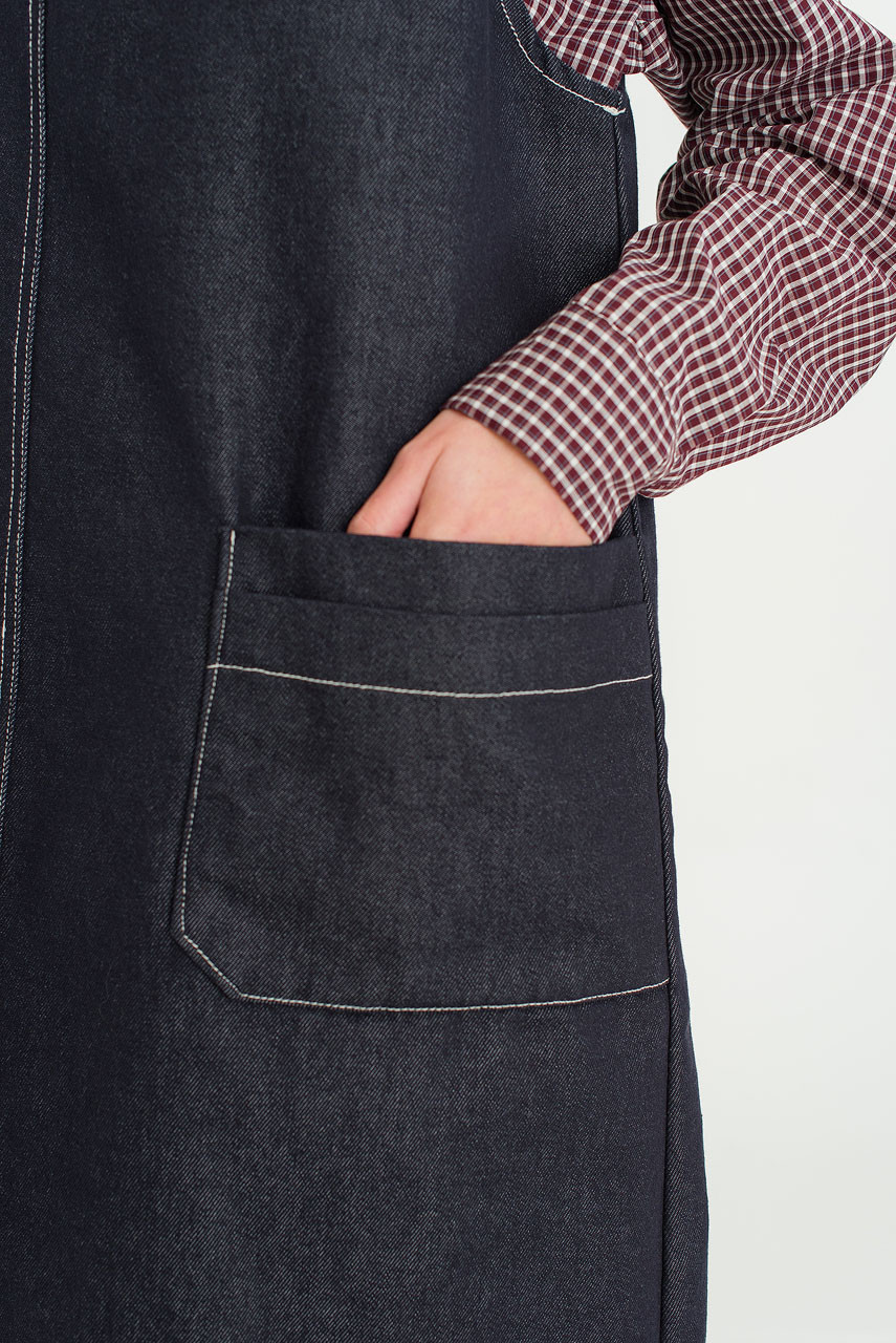 Minato Denim Pinafore Dress, Dark Blue