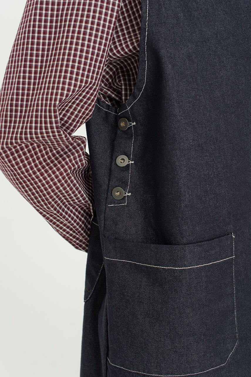 Minato Denim Pinafore Dress, Dark Blue