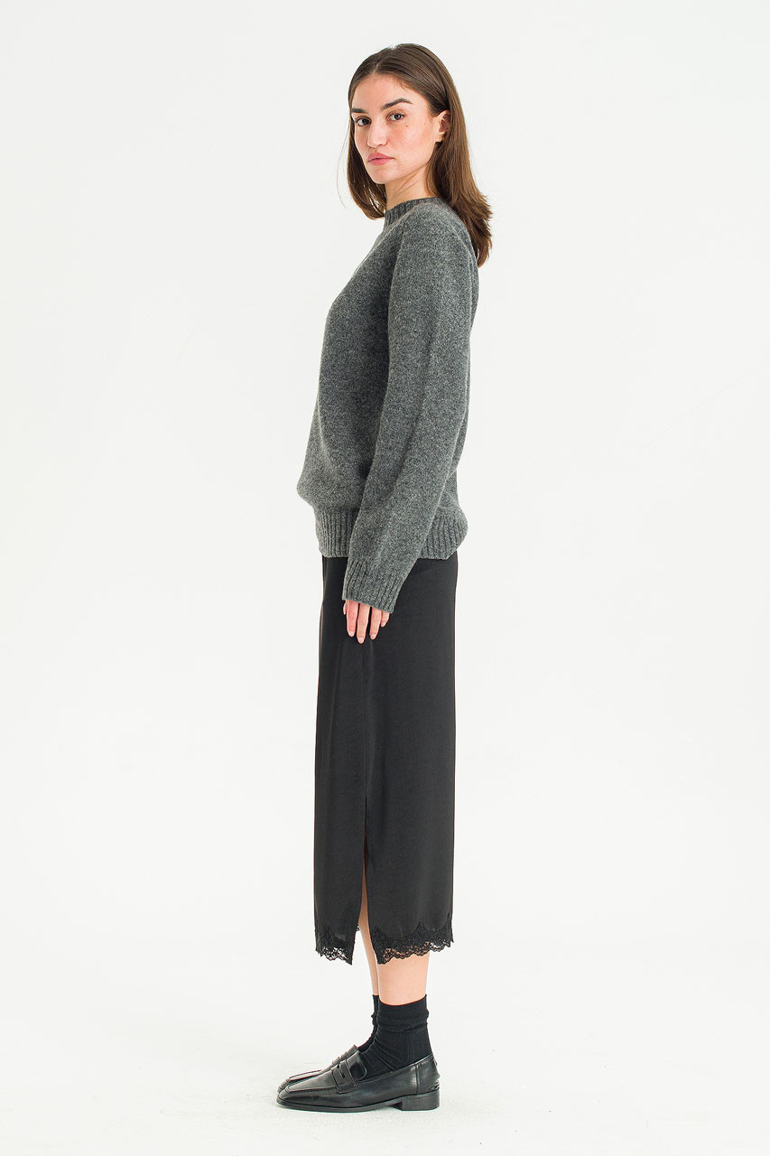 Mid Length Lace Skirt, Black