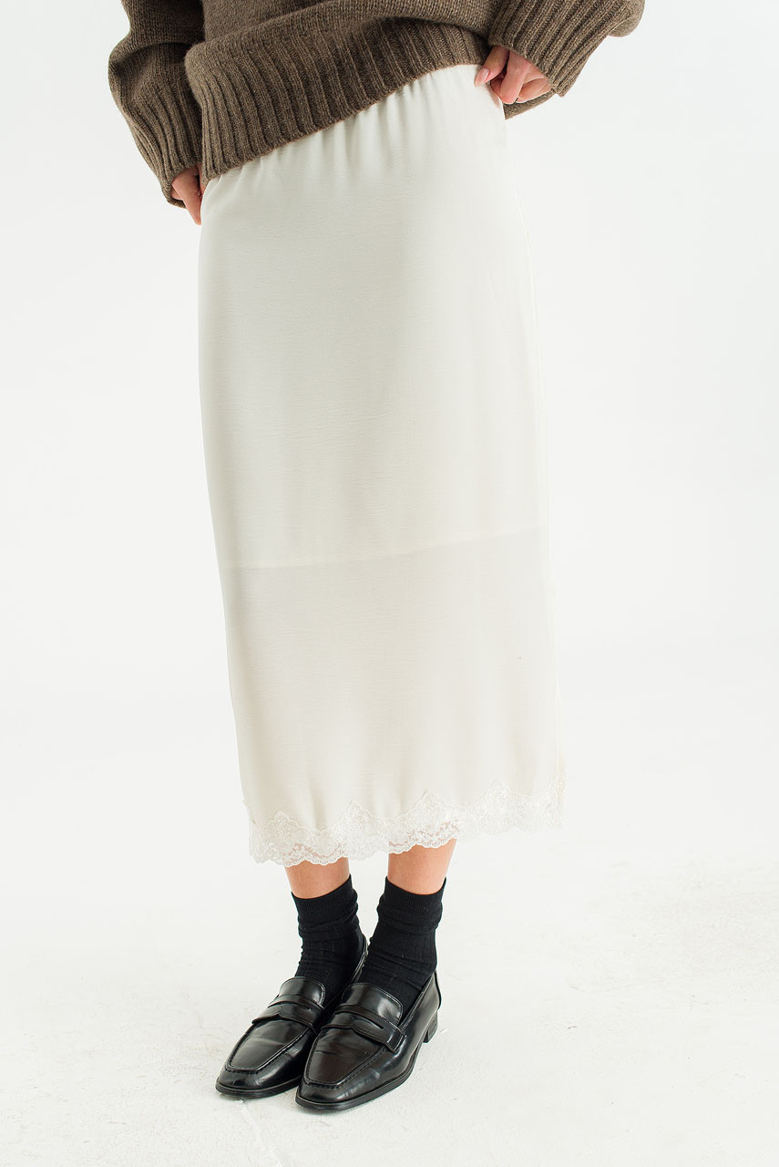 Mid Length Lace Skirt, Ivory