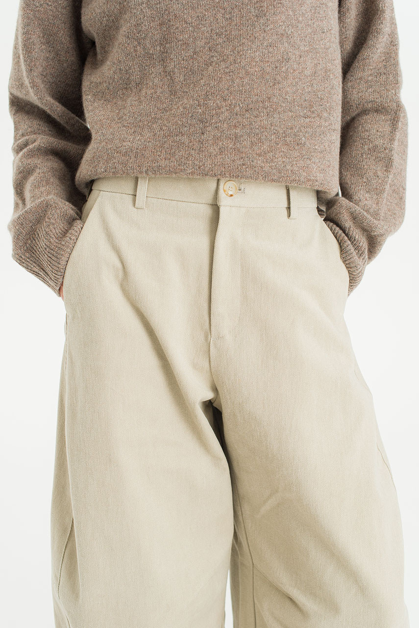 Unisex Curved Velvet Cotton Pants, Light Grey