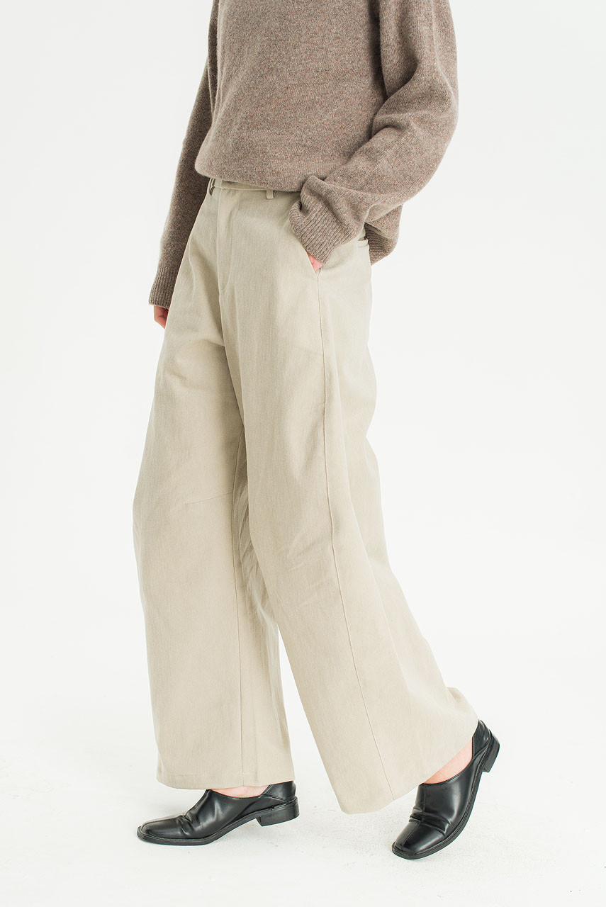 Unisex Curved Velvet Cotton Pants, Light Grey