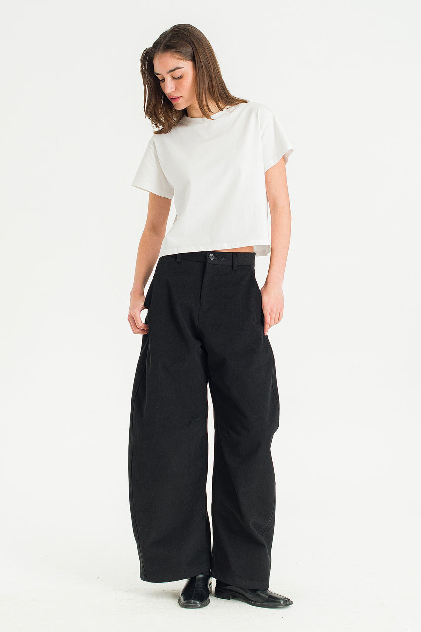 Unisex Curved Velvet Cotton Pants, Black