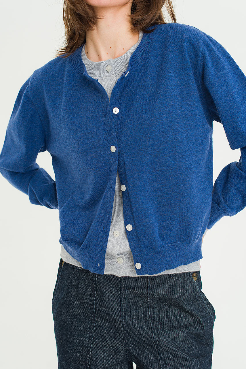 Serif Layered Cardigan, Blue