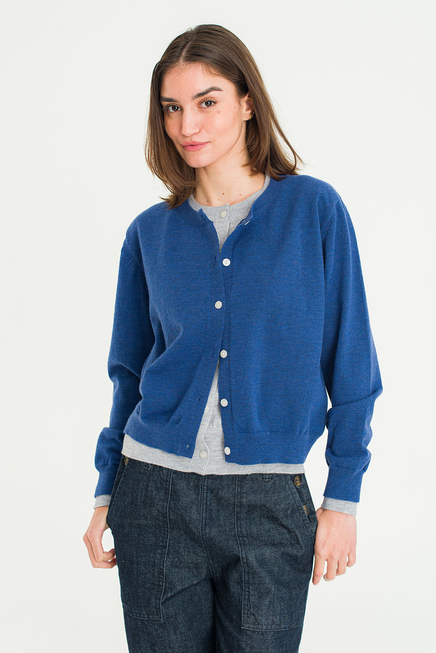 Serif Layered Cardigan, Blue