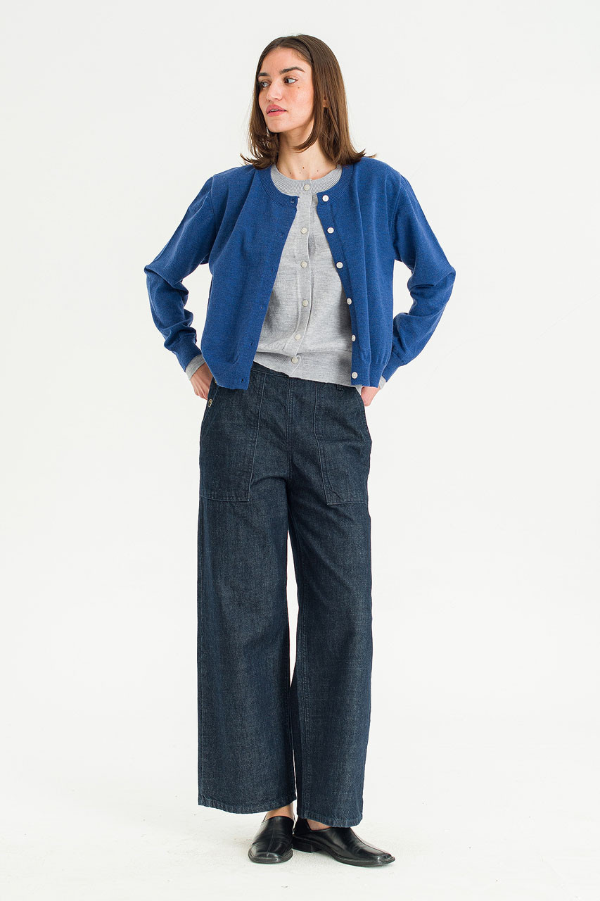 Serif Layered Cardigan, Blue
