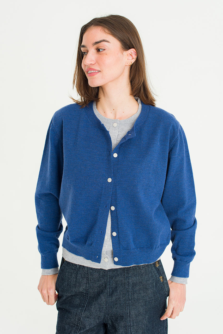 Serif Layered Cardigan, Blue