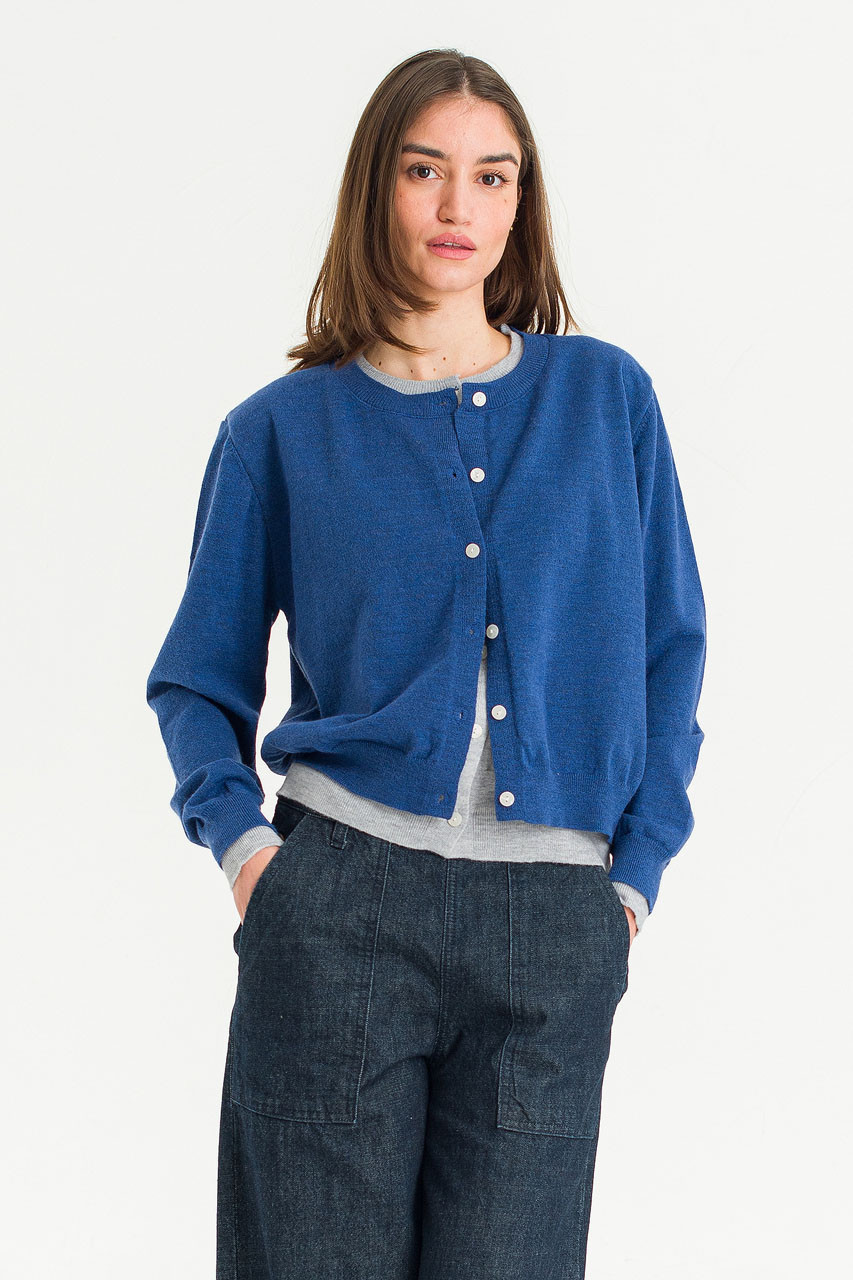 Serif Layered Cardigan, Blue