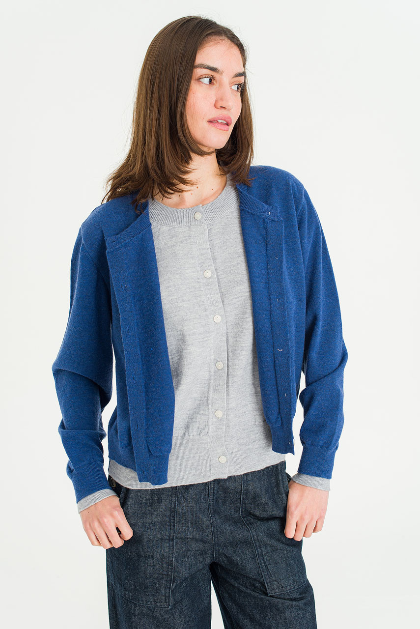 Serif Layered Cardigan, Blue