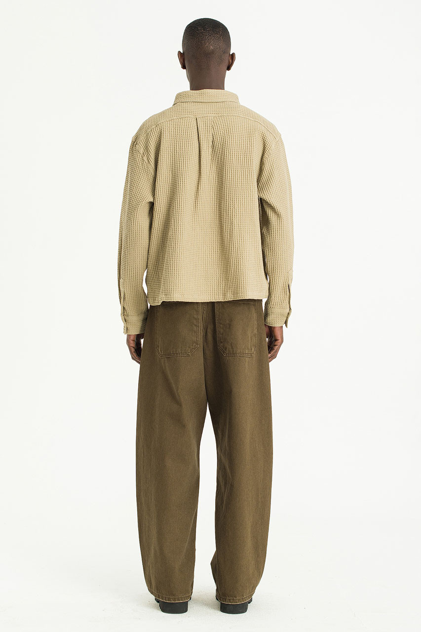 Menswear | Cropped Honeycomb Shirt, Khaki