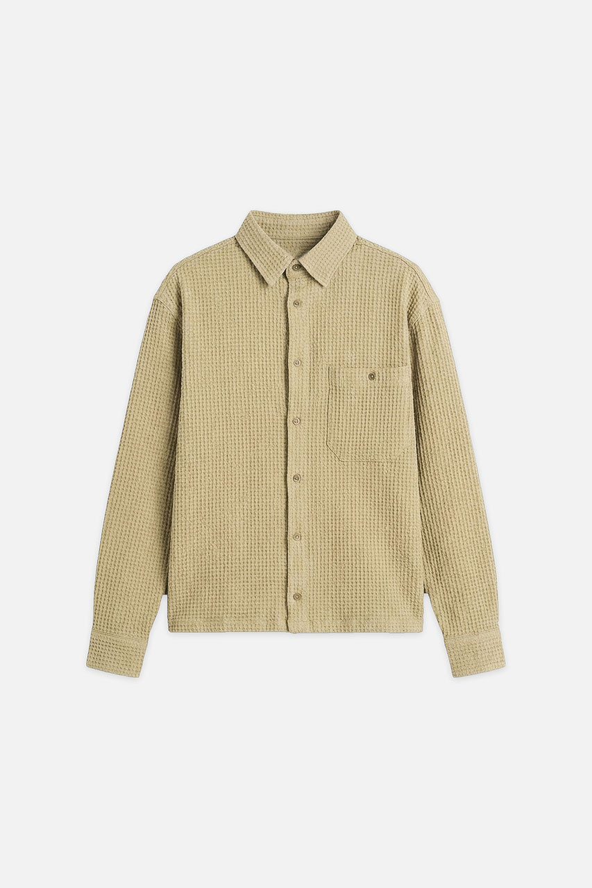Menswear | Cropped Honeycomb Shirt, Khaki