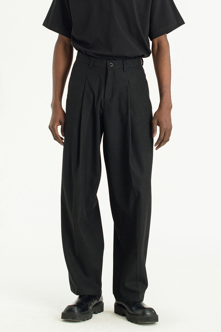 Menswear | Flared Wool Slacks, Charcoal