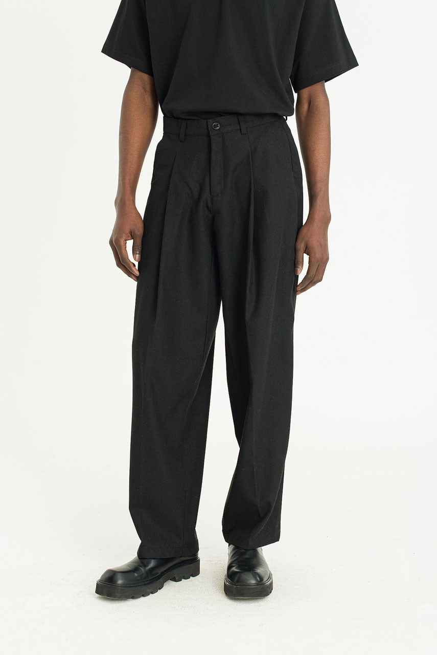 Menswear | Flared Wool Slacks, Black