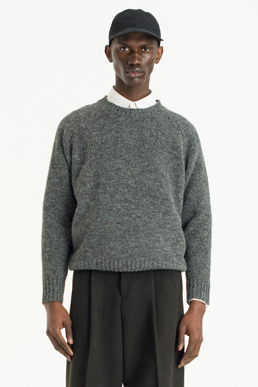 Menswear | Raglan Boucle Knit, Charcoal