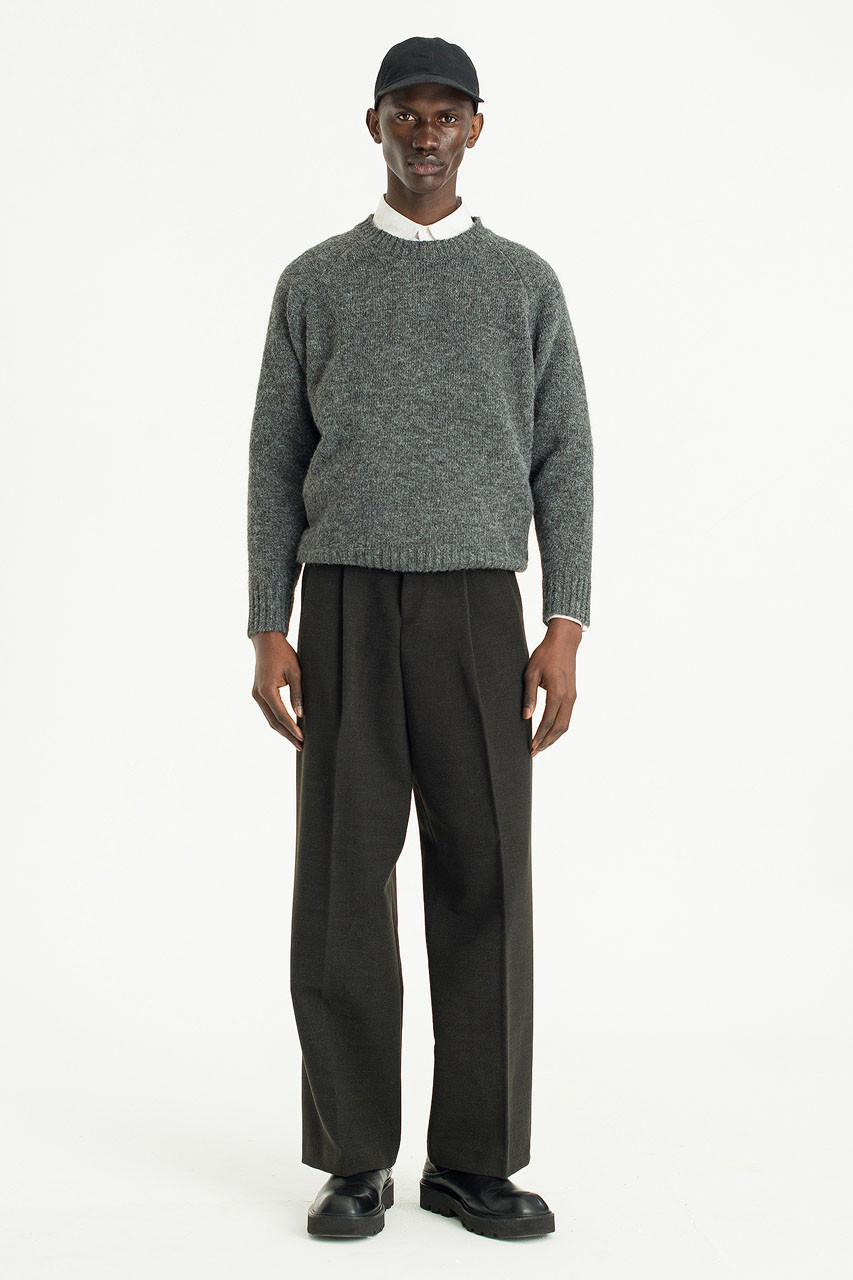 Menswear | Raglan Boucle Knit, Charcoal