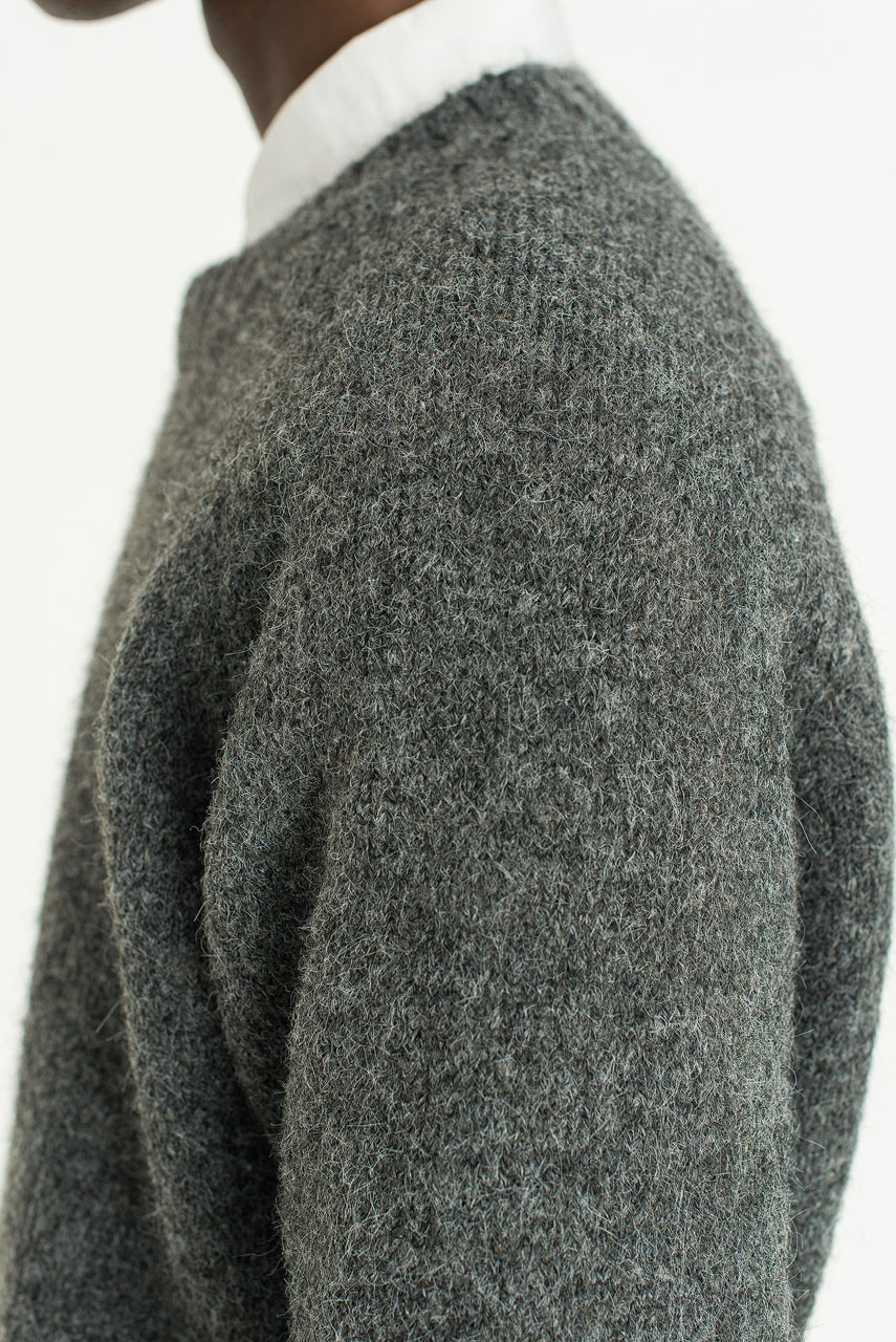 Menswear | Raglan Boucle Knit, Charcoal