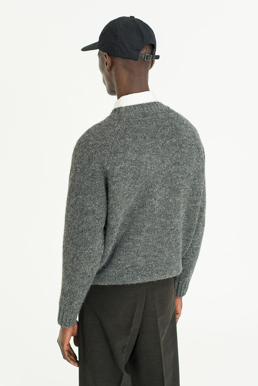 Menswear | Raglan Boucle Knit, Charcoal