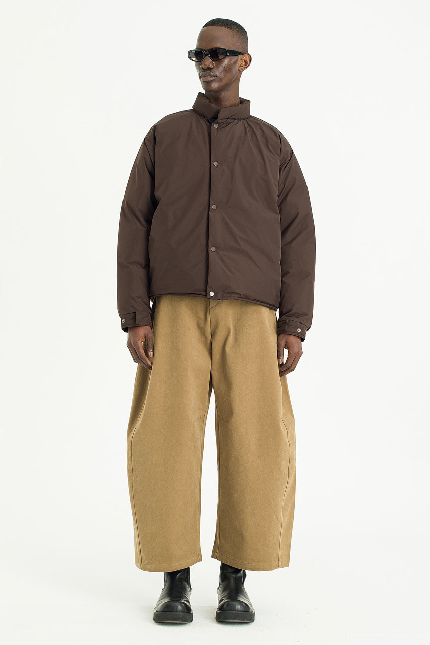 Menswear | Cropped-Down Jacket, Dark Brown