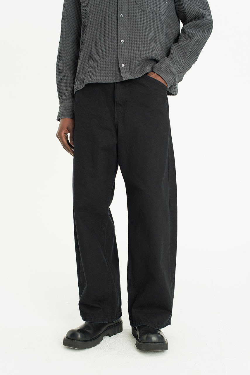 Menswear | Curved Twill Pants, Black