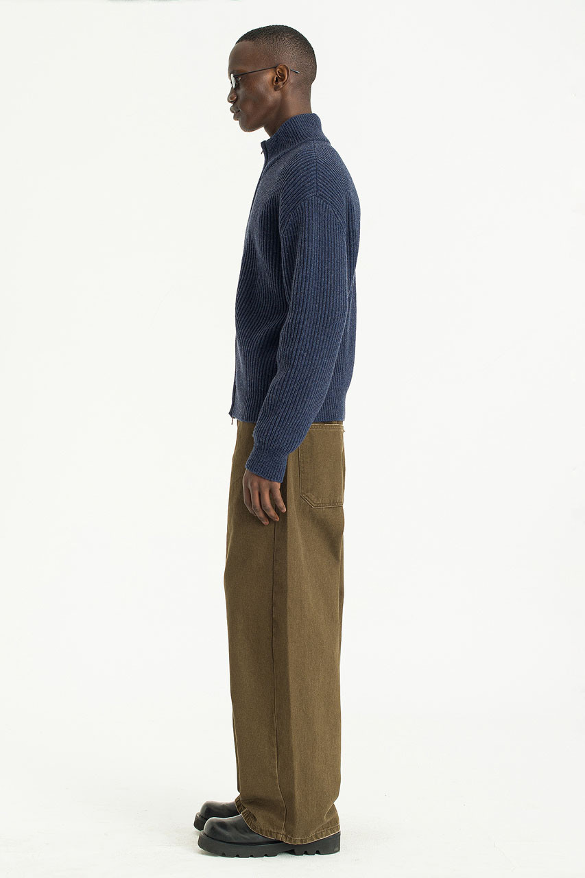 Menswear | Ribbed Knit Zip-Up, Navy