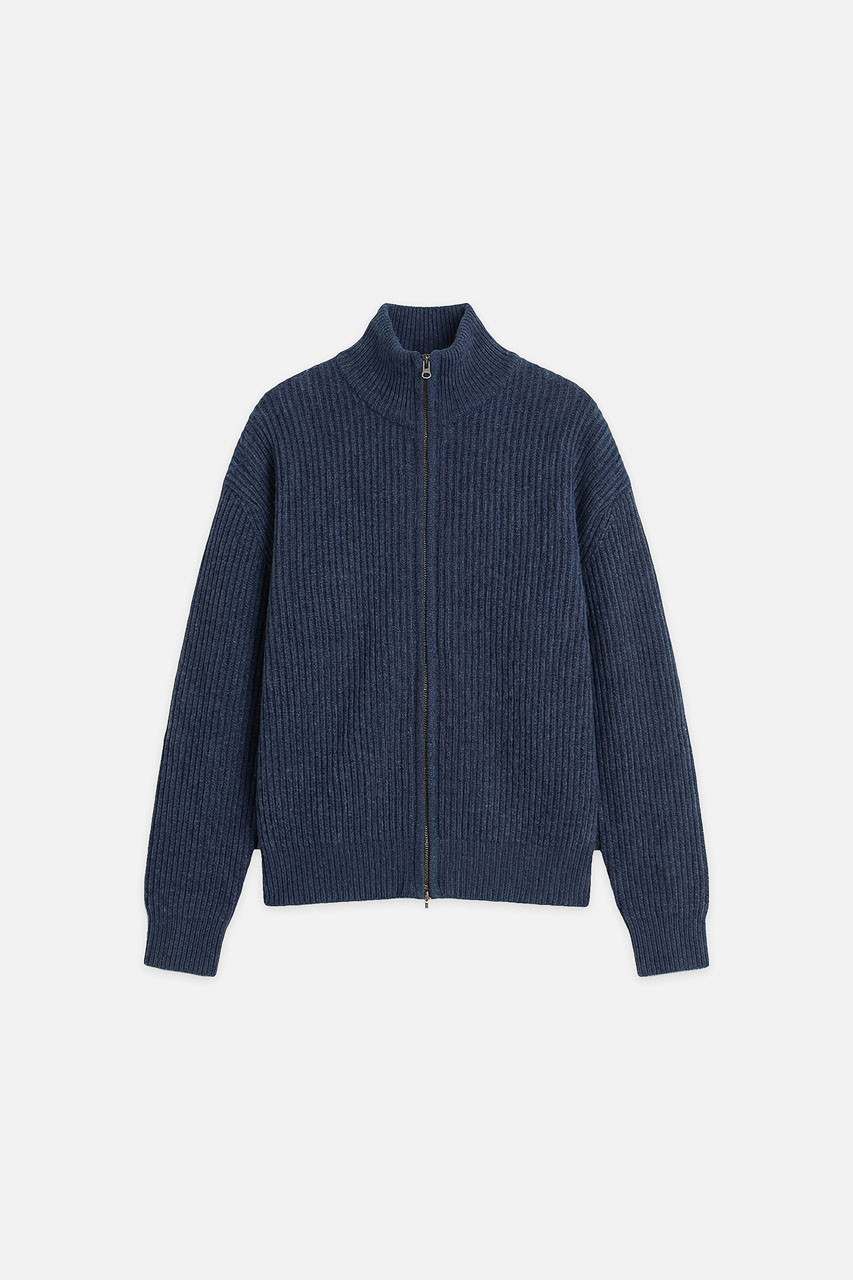 Menswear | Ribbed Knit Zip-Up, Navy