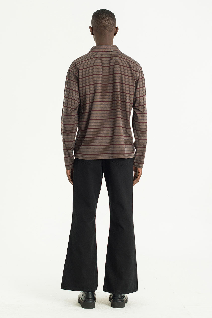Menswear | Pigment-Dyed Striped T-Shirt, Brown