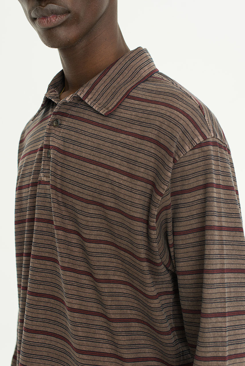 Menswear | Pigment-Dyed Striped T-Shirt, Brown