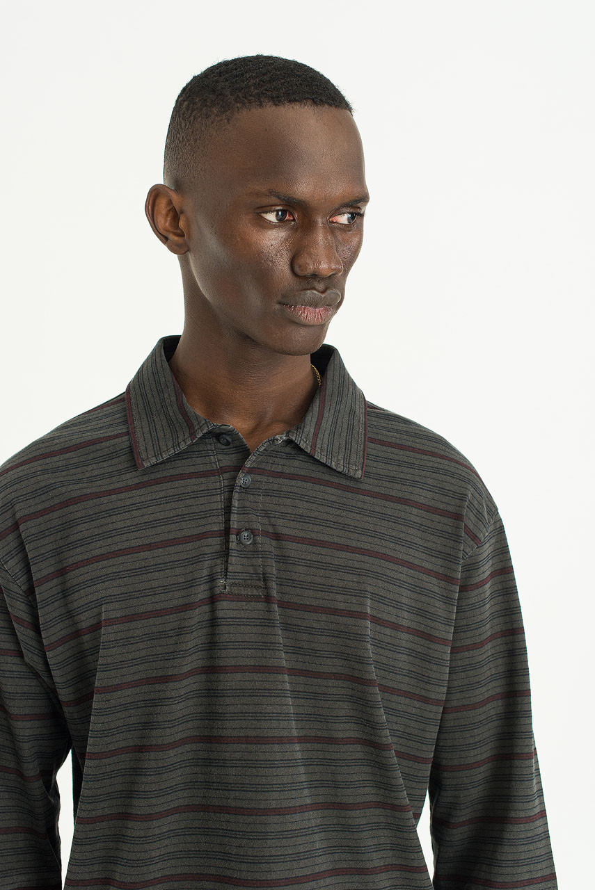 Menswear | Pigment-Dyed Striped T-Shirt, Charcoal