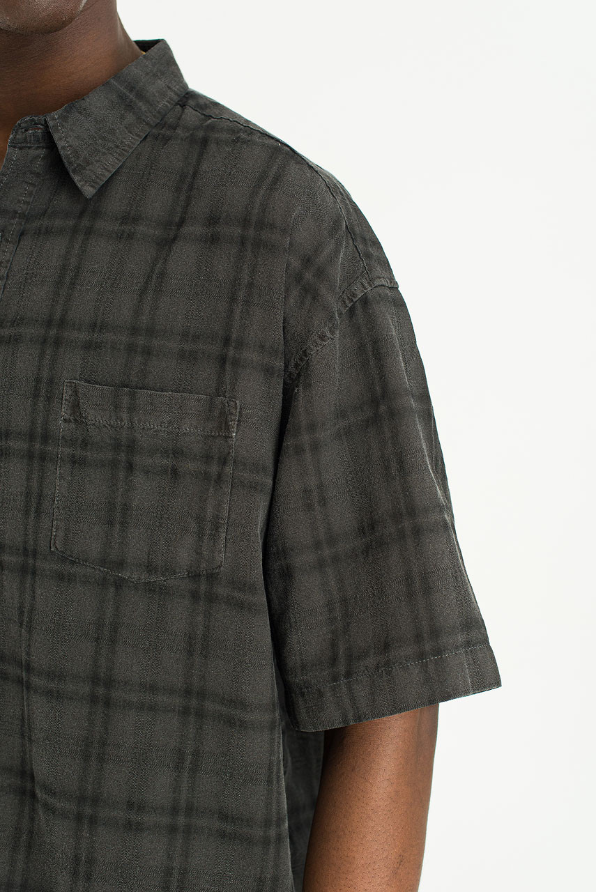 Menswear | Pigment-Dyed Check Shirt, Charcoal