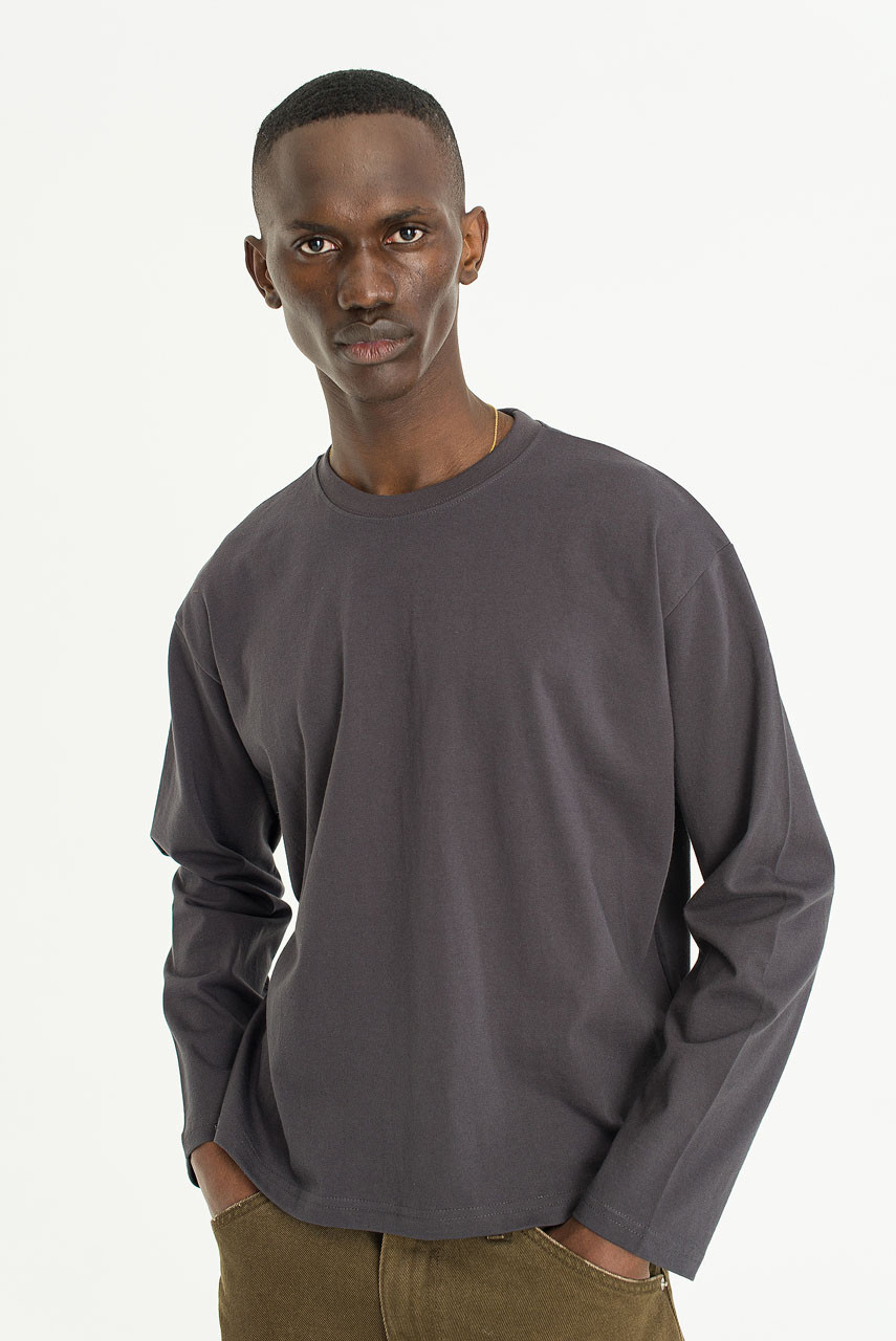 Menswear | Cropped Long-Sleeve Tee, Charcoal
