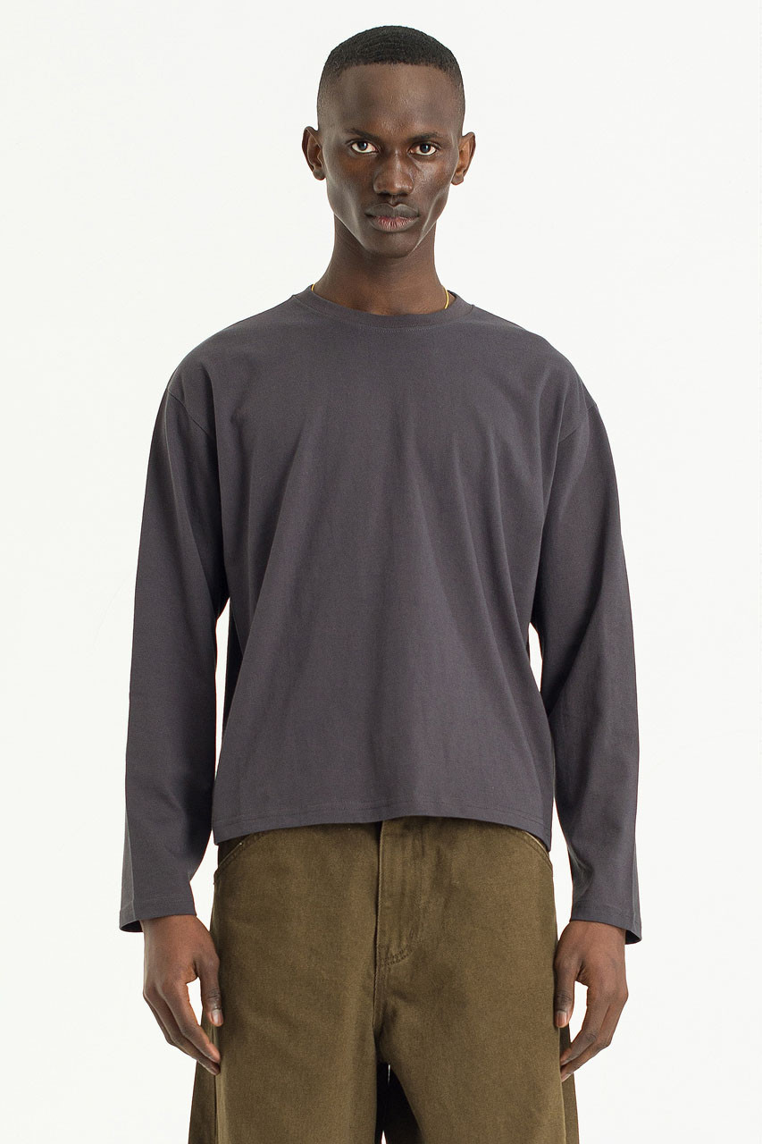 Menswear | Cropped Long-Sleeve Tee, Charcoal