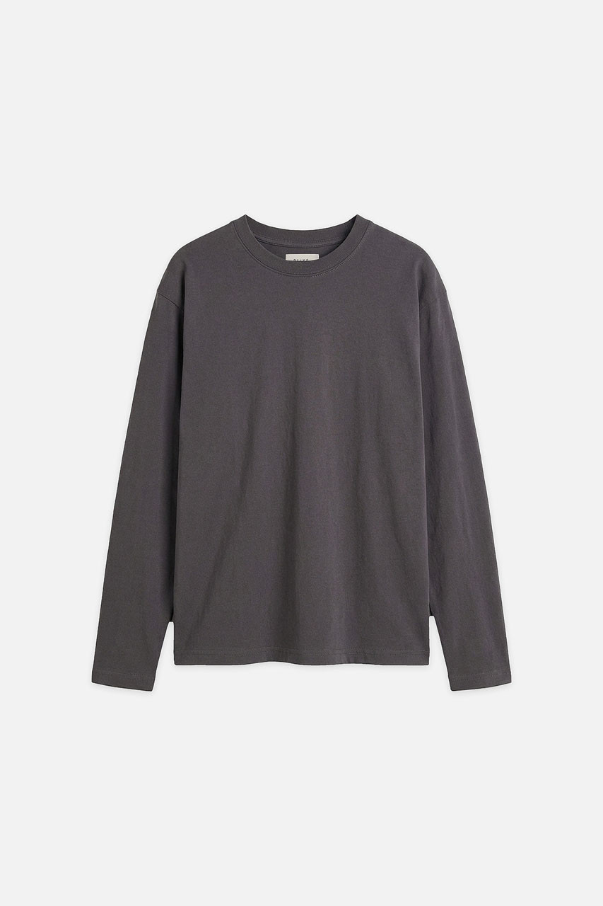 Menswear | Cropped Long-Sleeve Tee, Charcoal