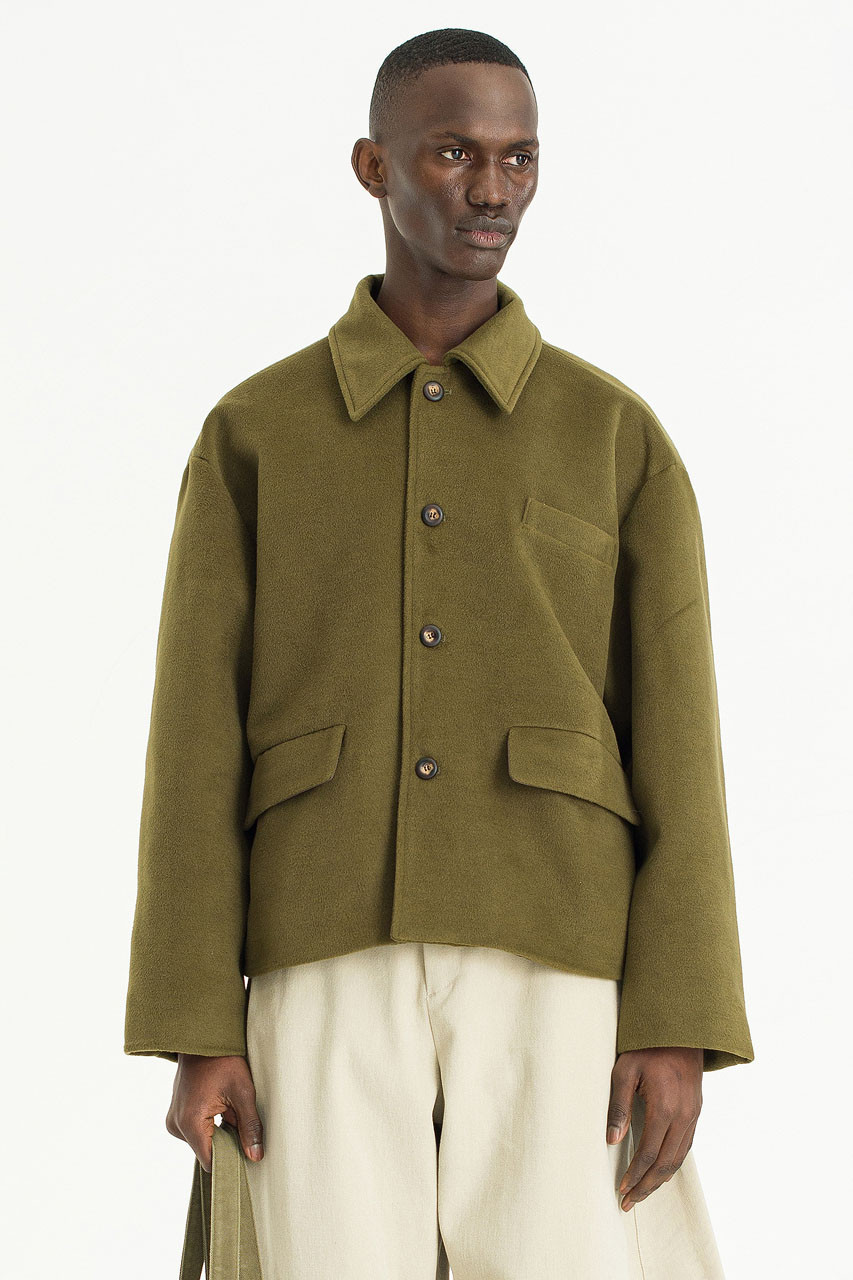 Menswear | Boxy Wool Jacket, Green