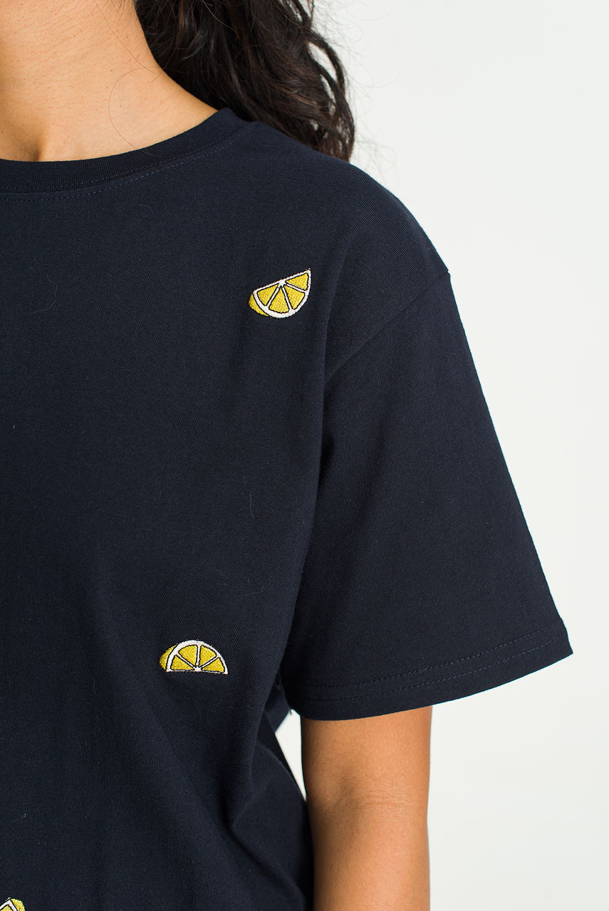 Lemon Stitch Short Sleeve Tee, Navy