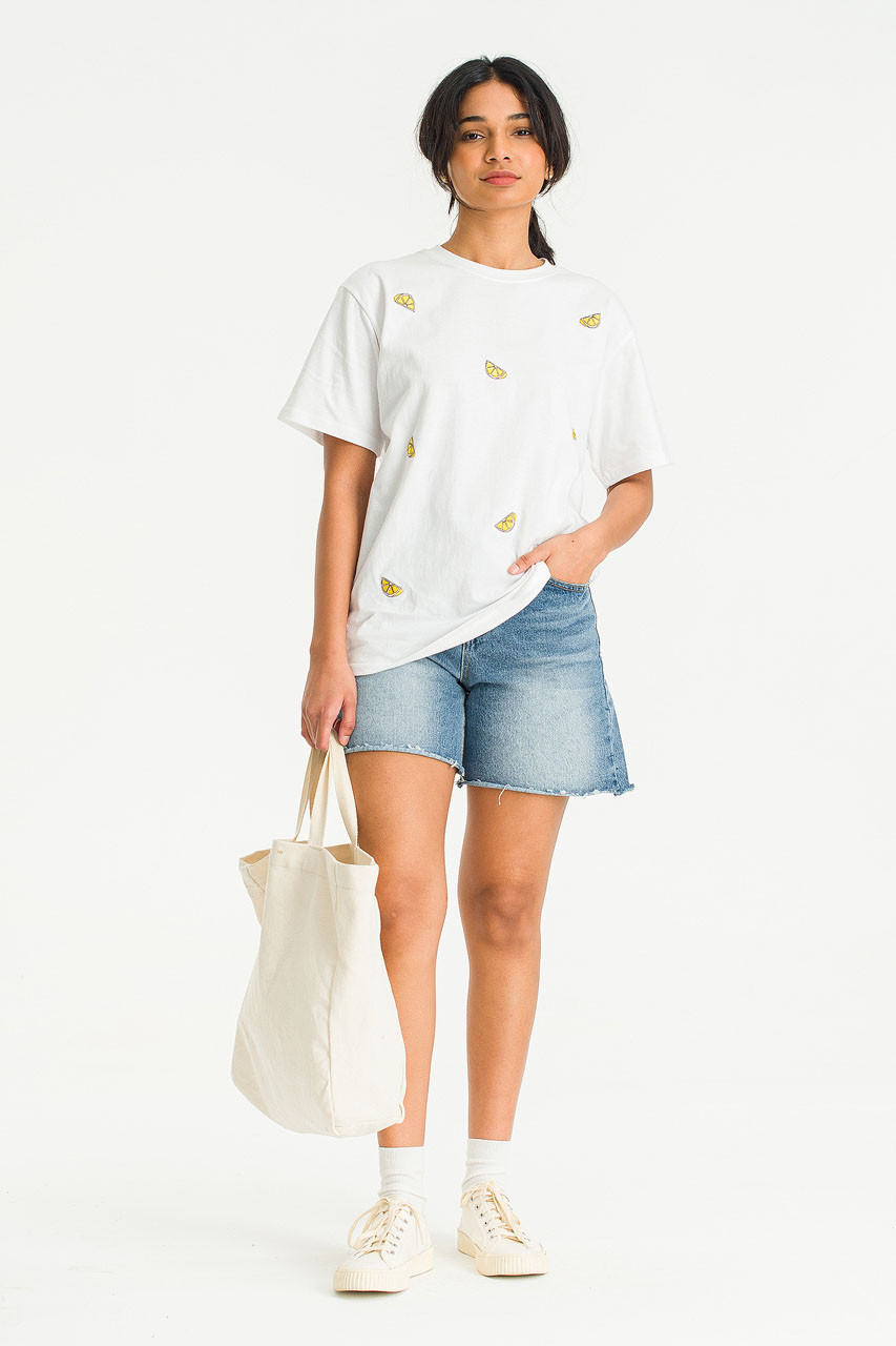 Lemon Stitch Short Sleeve Tee, White