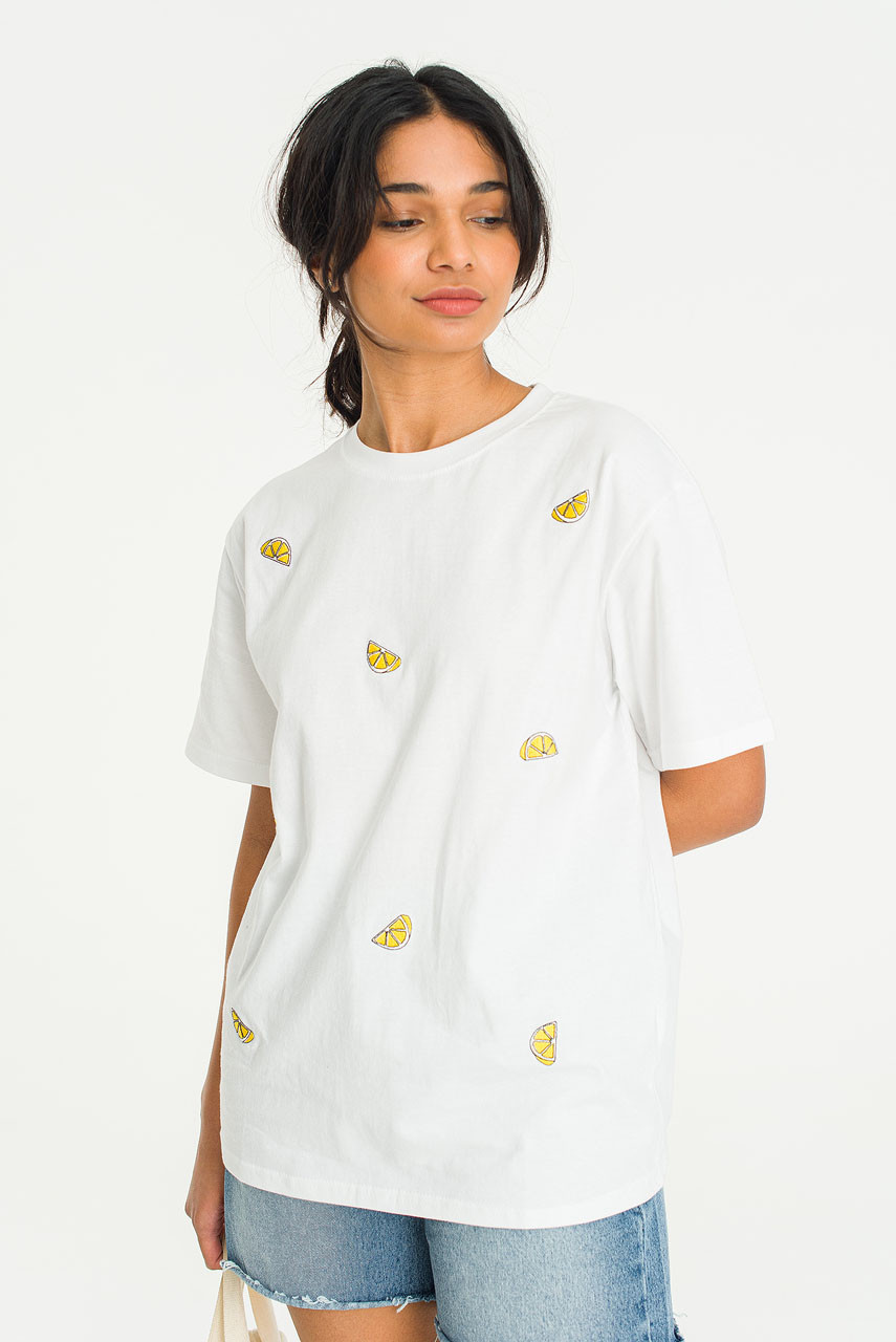 Lemon Stitch Short Sleeve Tee, White