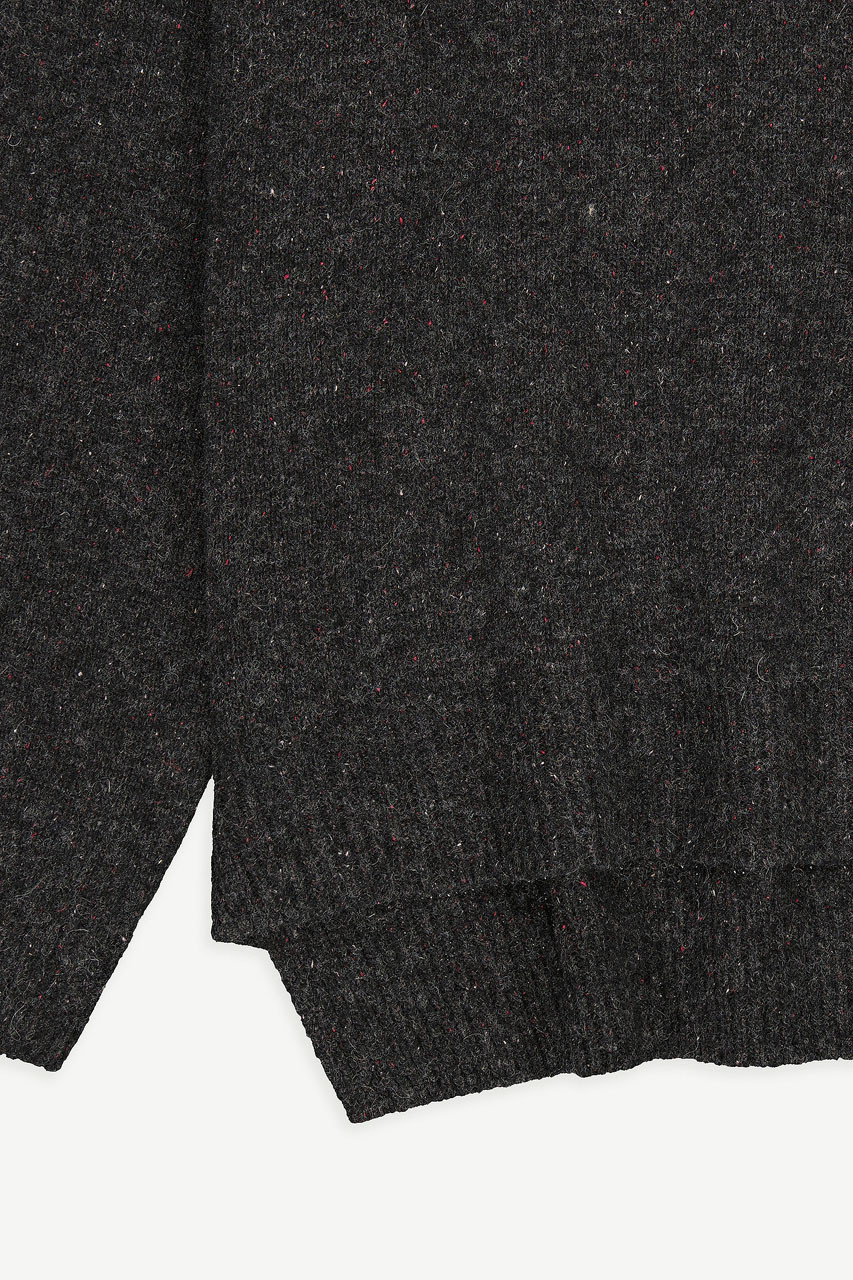 Boucle Round Neck Jumper, Charcoal