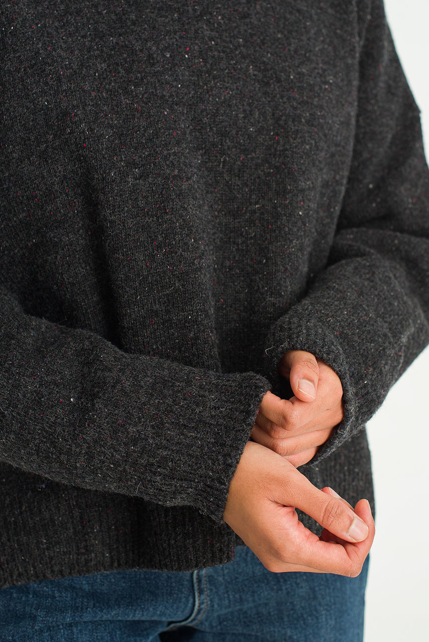 Boucle Round Neck Jumper, Charcoal