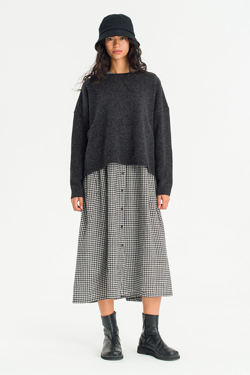 Boucle Round Neck Jumper, Charcoal